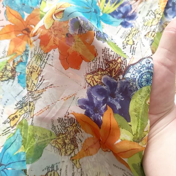 Tommy Bahama World Map Cartography Semi-sheer Kaftan Swim Cover Up Women's Large - Picture 4 of 12